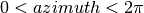 0 < azimuth < 2 \pi