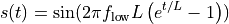 s(t) = \sin(2\pi f_\mathrm{low} L \left( e^{t/L} - 1 \right))